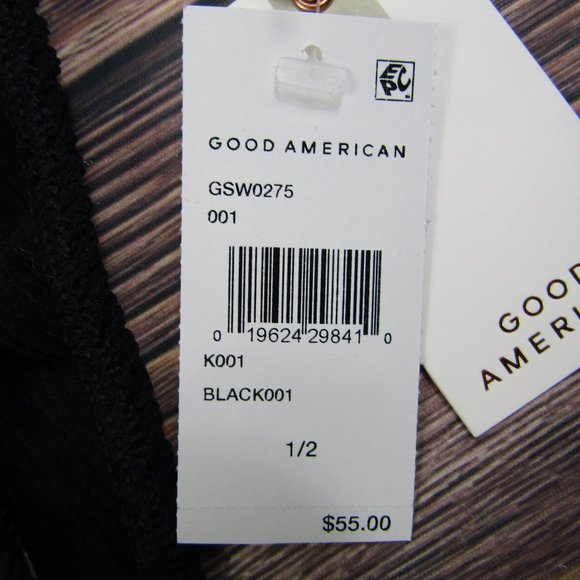 Good American NEW Small/Medium Size 1/2 Black Always Fit Tiny Ties Bikini Bottom - Picture 3 of 6